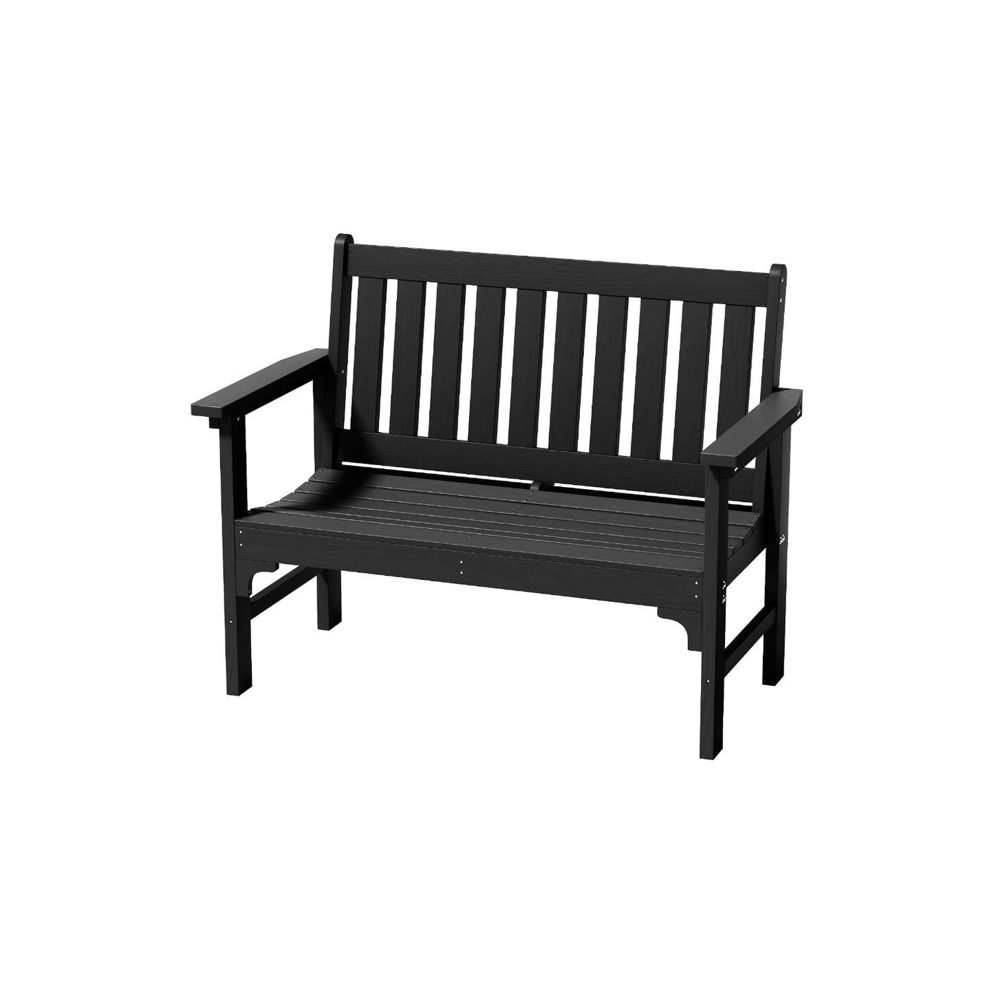 SOLVIA Outdoor Bench, HDPE Garden Bench Weatherproof, 2-Person 800 LBS Heavy Duty Patio Bench for Outdoors, Patio, Porch, Backyard (Black)
