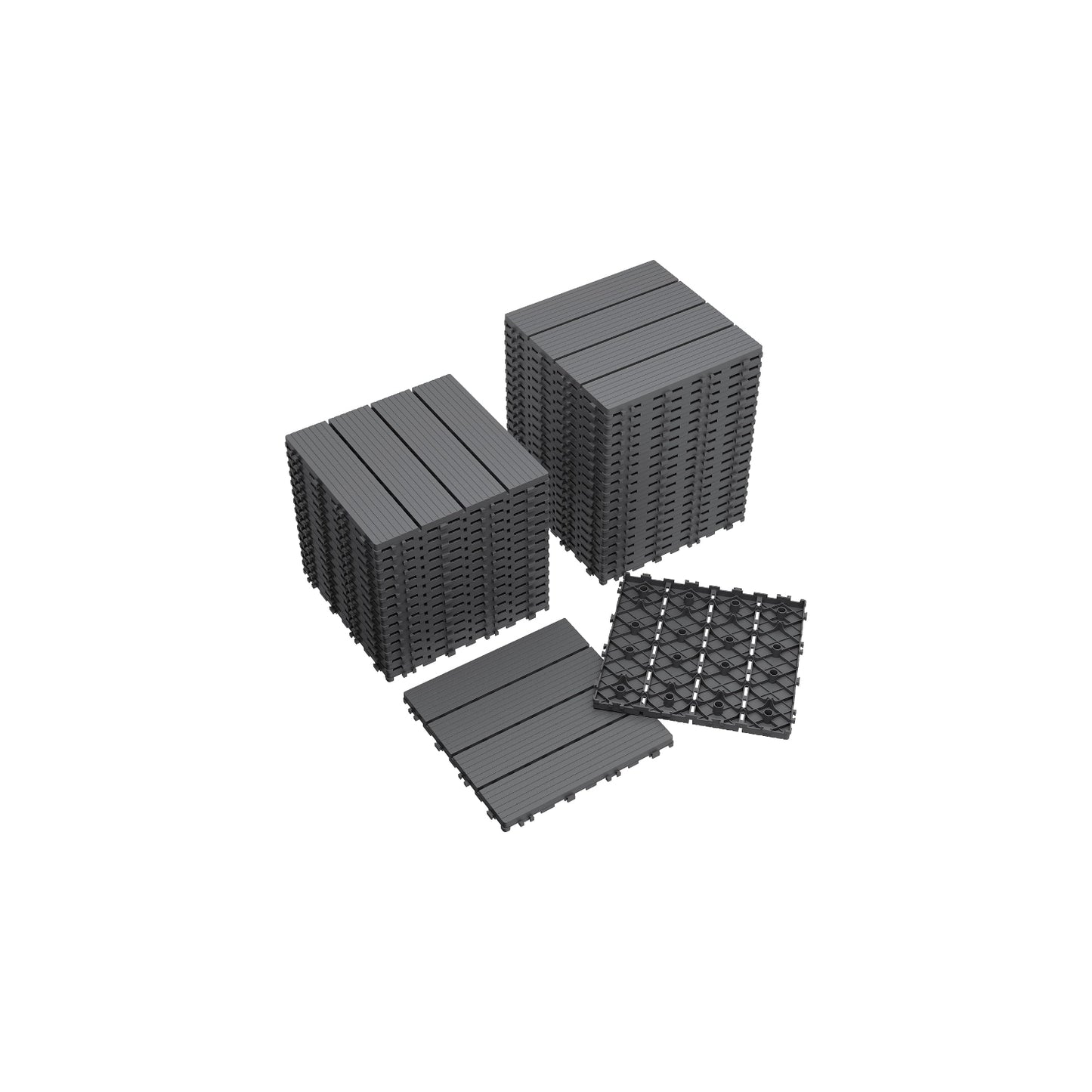 SOLVIA Plastic Interlocking Deck Tiles, 36 Pack, 12"x12" Waterproof Patio Flooring Tiles, Outdoor Deck Tiles for Porch, Balcony, Poolside, Backyard (36, Dark Gray)