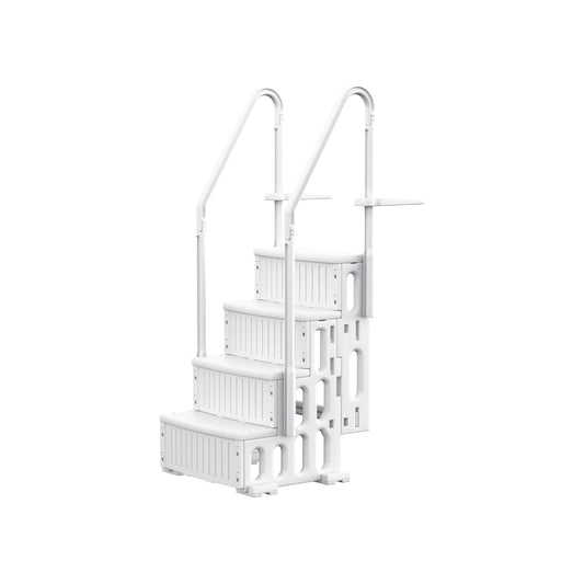 SOLVIA Above Ground Pool Ladder with Non-Slip Steps, Heavy Duty Swimming Pool Ladder with Double Handrails&4 Stairs, for 48 to 54 inch Inground and Pools Above Ground (White)