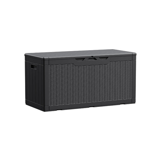 SOLVIA  100 Gallon Waterproof Large Resin Deck Box Indoor Outdoor Lockable Storage Container for Patio Furniture Cushions Garden Tools (100 Gallon, Black)