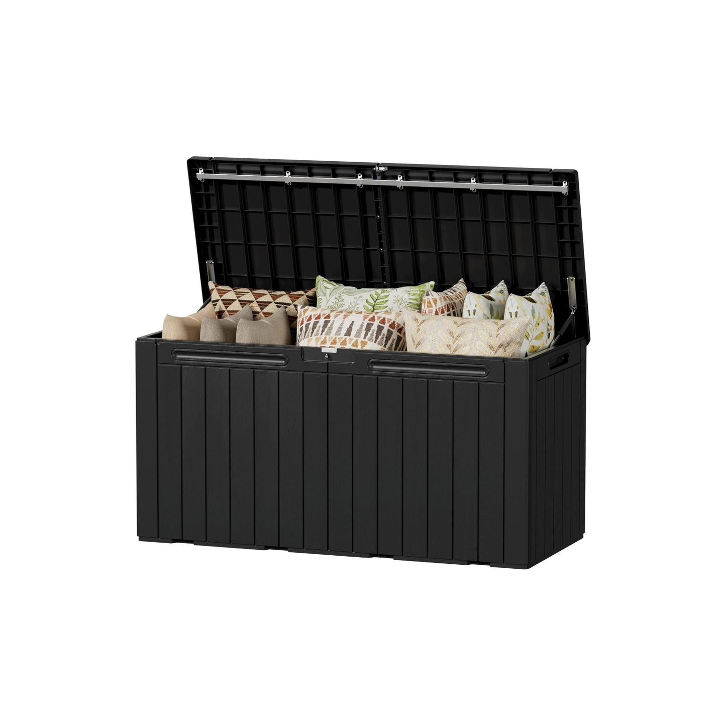 SOLVIA 100 Gallon Outdoor Storage Box, Waterproof Resin Deck Box for Patio Furniture, Lockable Container for Garden Cushions & Pool Supplies (Black, 100 Gallon)