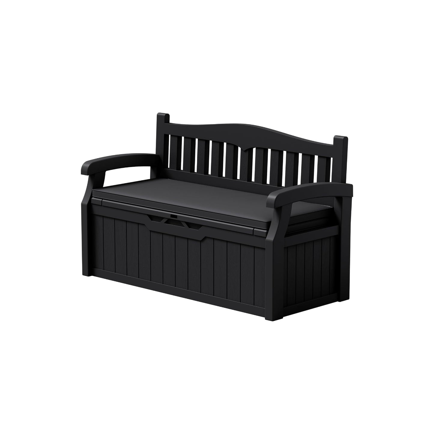 SOLVIA 80 Gallon Storage Bench Deck Box Lockable for Patio Furniture, Garden Decor and Outdoor Seating for Cushions, Garden Tools and Pool Supplies (Black)
