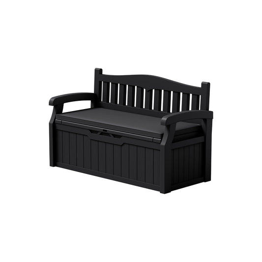 SOLVIA 80 Gallon Storage Bench Deck Box Lockable for Patio Furniture, Garden Decor and Outdoor Seating for Cushions, Garden Tools and Pool Supplies (Black)