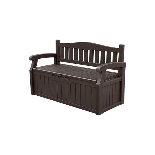SOLVIA 80 Gallon Storage Bench Deck Box Lockable for Patio Furniture, Garden Decor and Outdoor Seating for Cushions, Garden Tools and Pool Supplies(Dark Brown)